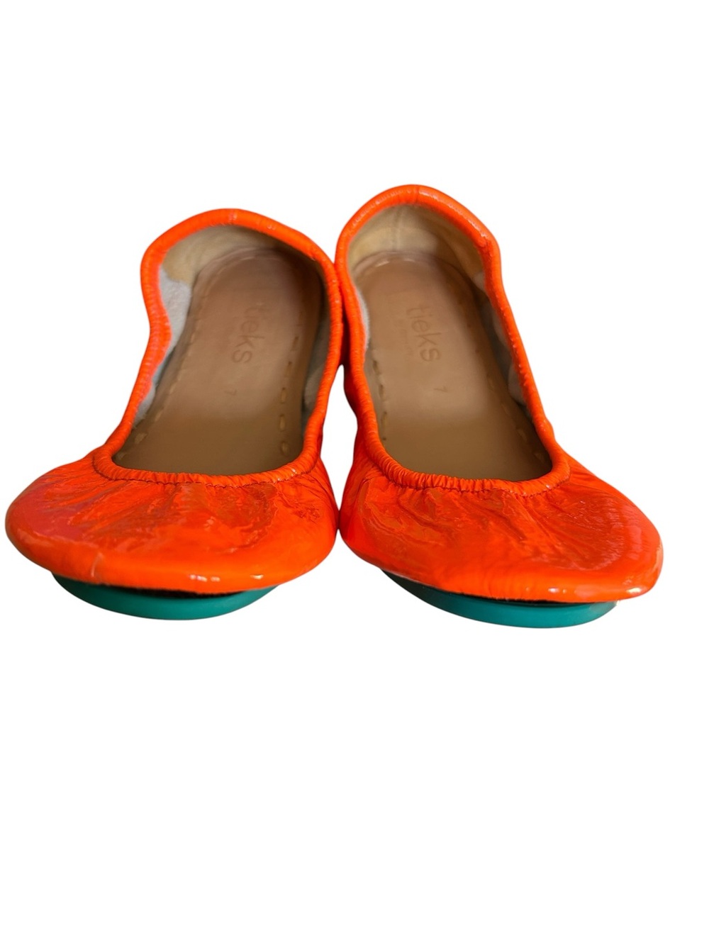 Tieks By Gavrieli Outrageous Orange Patent Leather Ballet Flats Shoes Size 7 - Picture 4 of 9